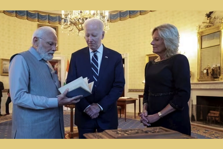 Modi Presents Lab-Grown Diamond and Book on Upanishads as Gifts to the Bidens at the White House
